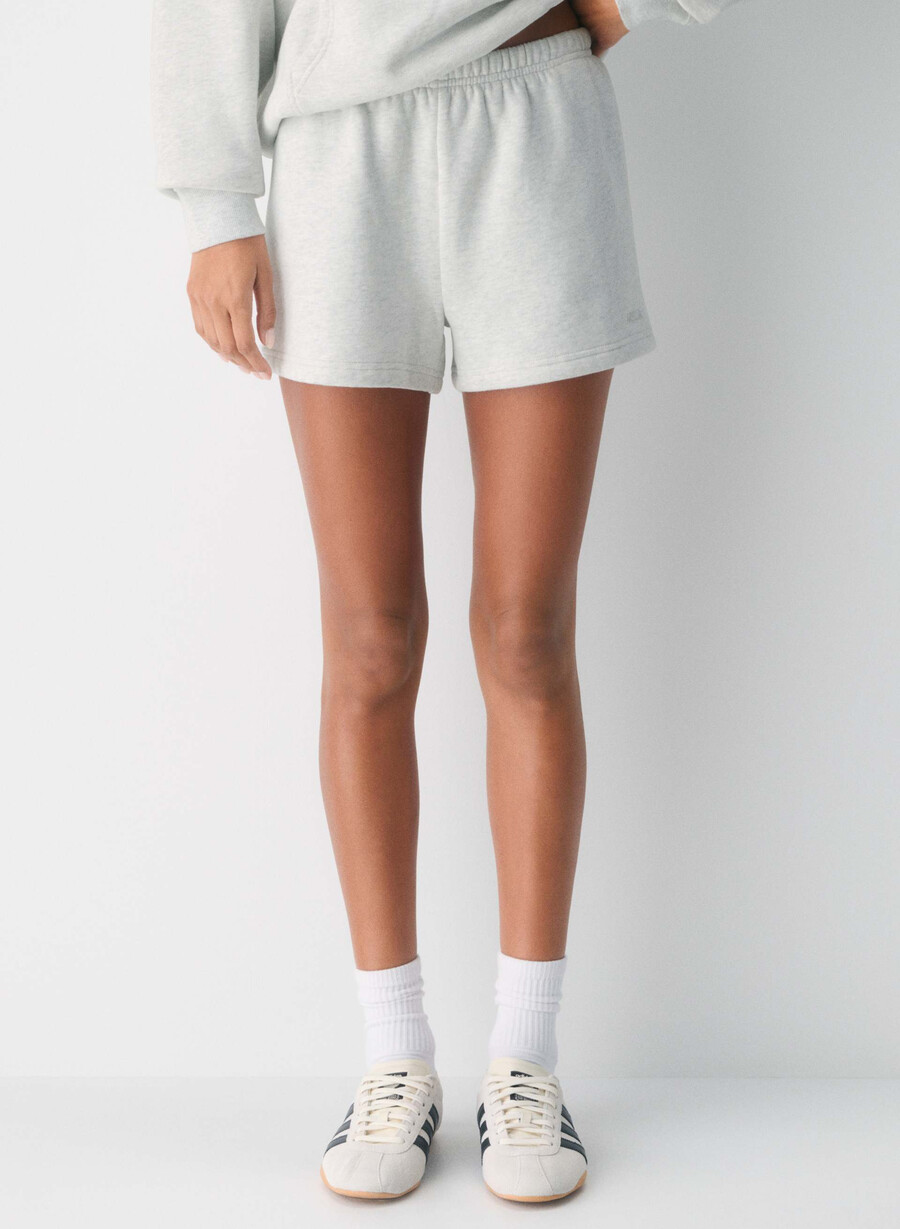 pantaloncini corti a vita alta cozy sweatfleece perfect heather cloud white