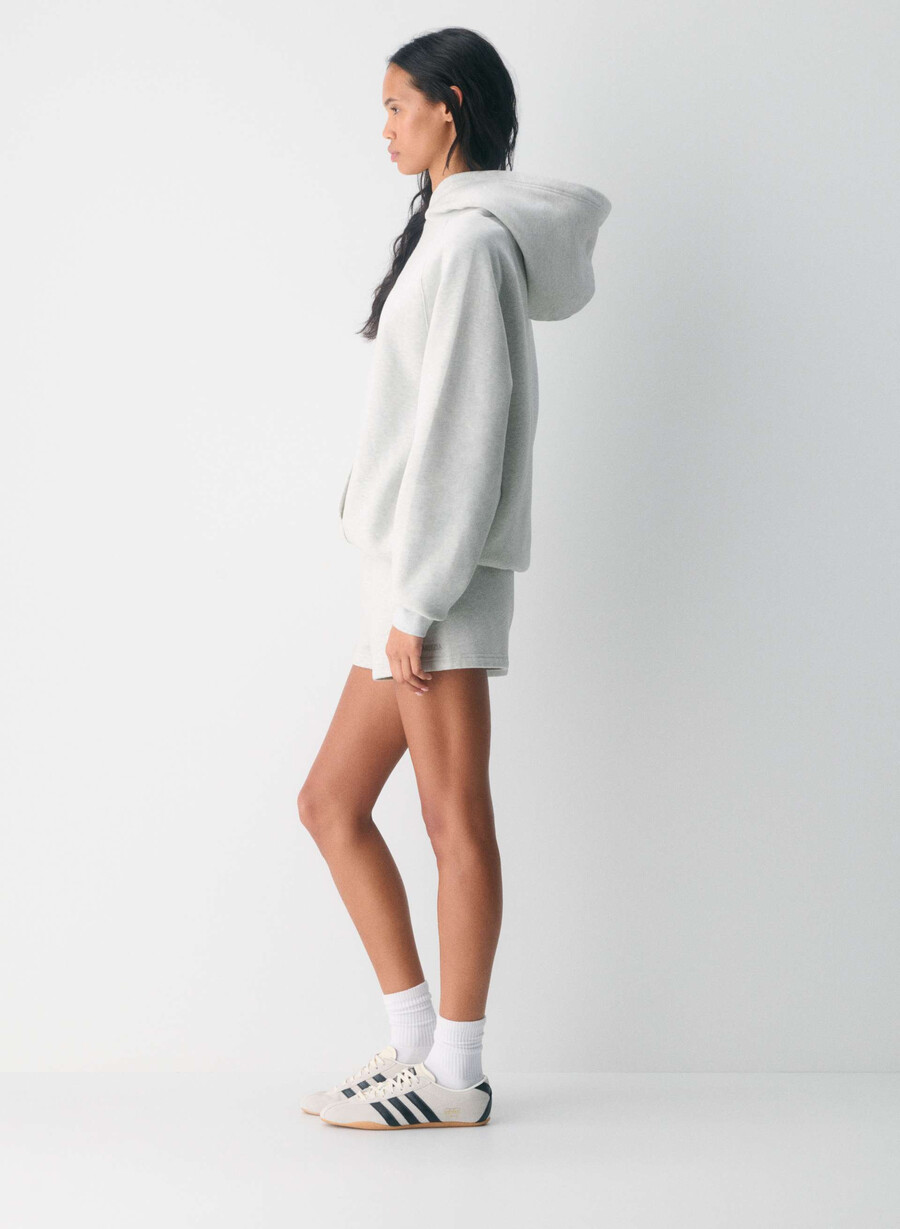 pantaloncini corti a vita alta cozy sweatfleece perfect heather cloud white