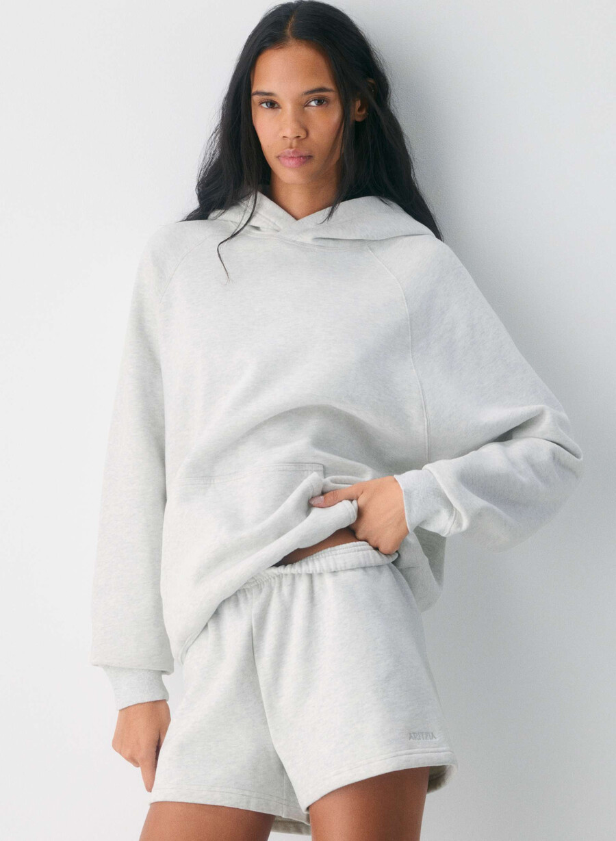 pantaloncini corti a vita alta cozy sweatfleece perfect heather cloud white