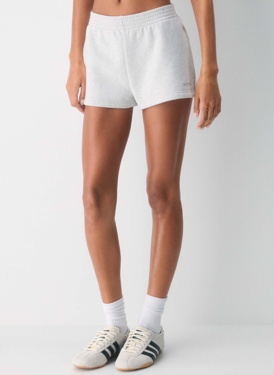 pantaloncini in felpa perfect micro cozy sweatfleece heather cloud white