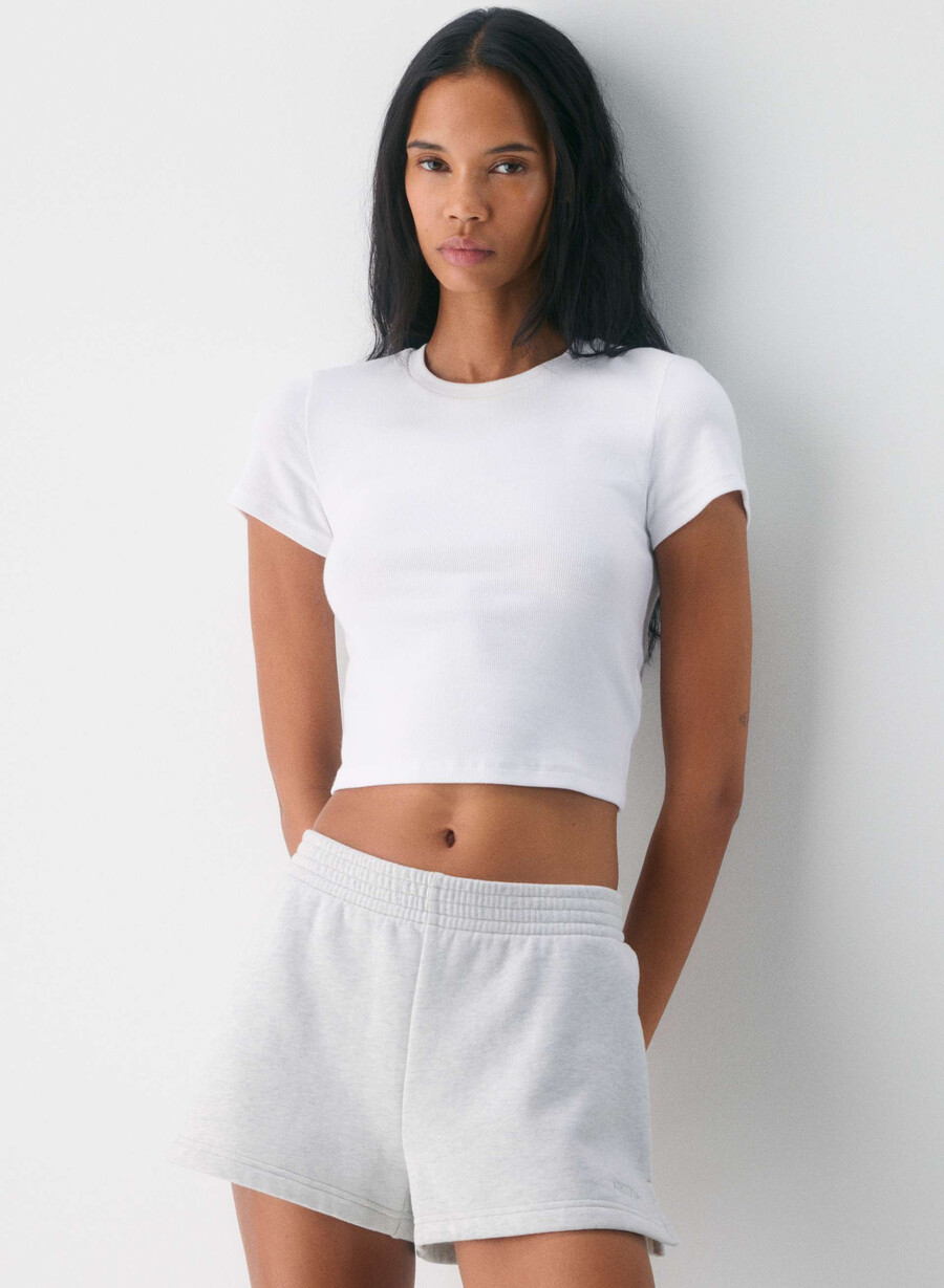 pantaloncini in felpa perfect micro cozy sweatfleece heather cloud white