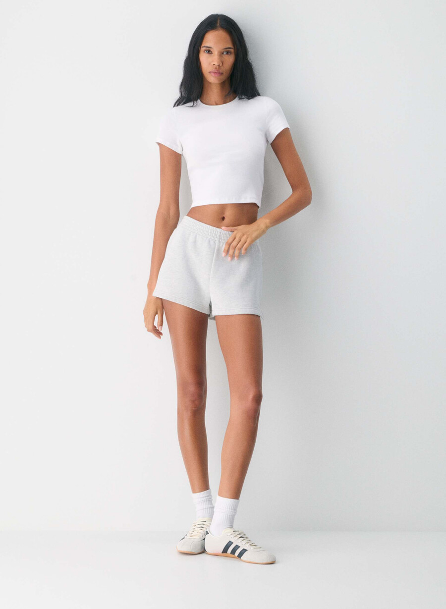 pantaloncini in felpa perfect micro cozy sweatfleece heather cloud white