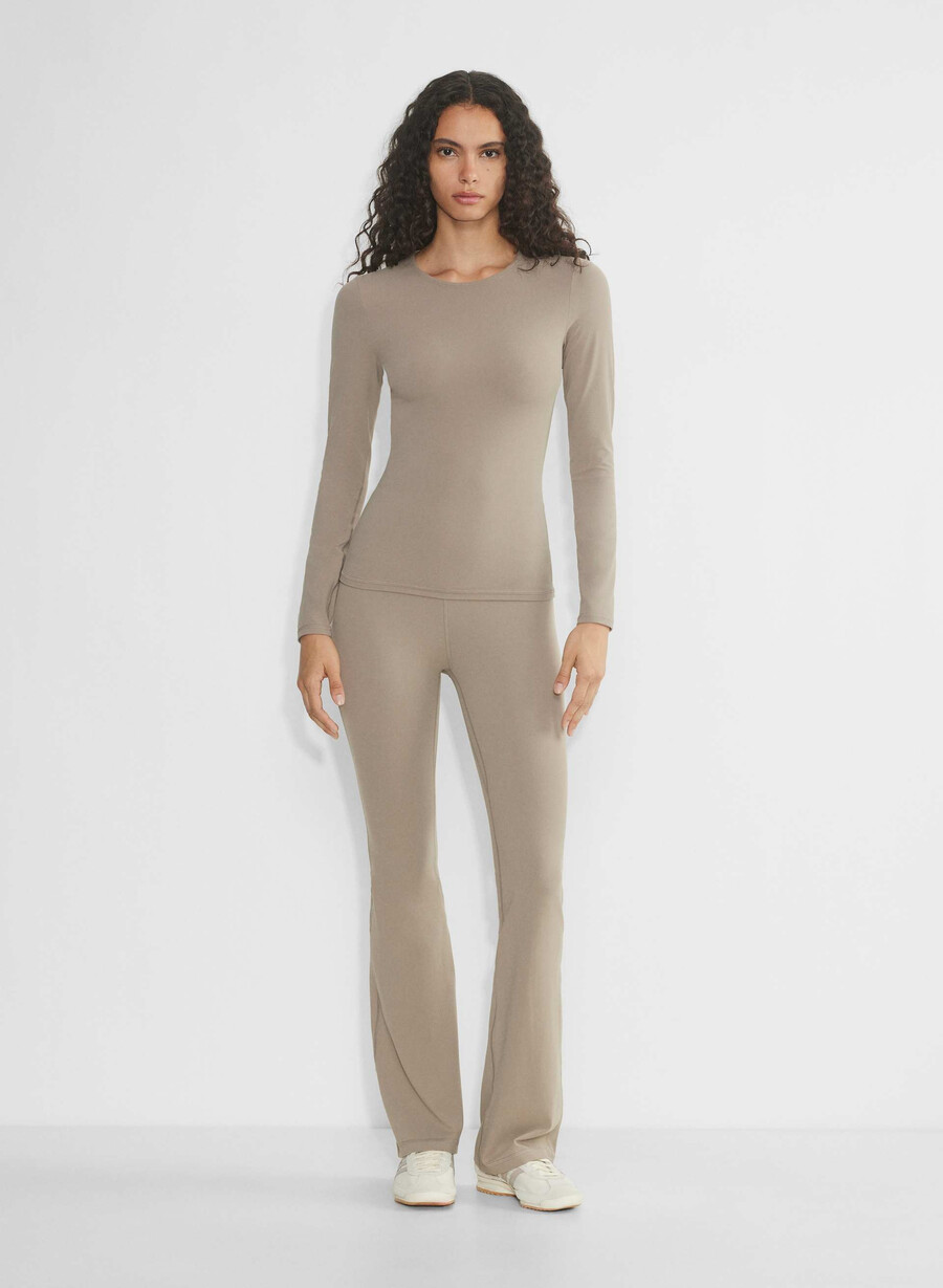 butter leggings a vita alta svasati nomad taupe