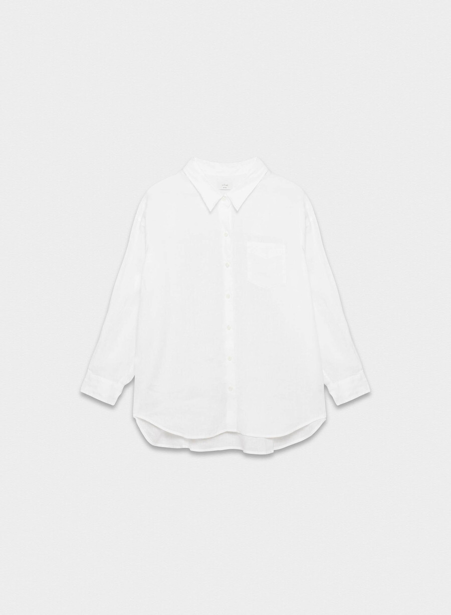 camicia in lino rilassata reminisce bianca