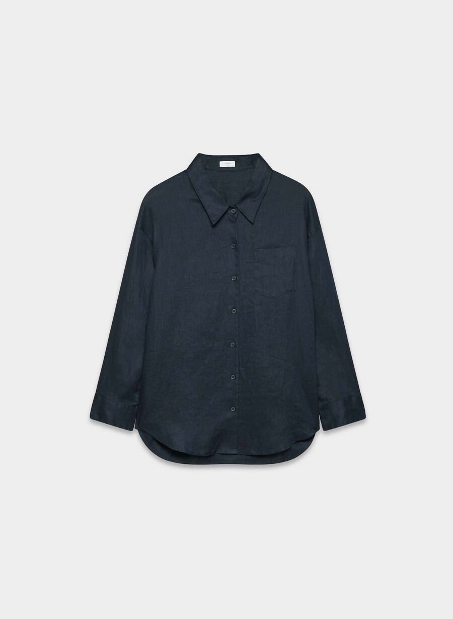 camicia in lino rilassata reminisce dark navy