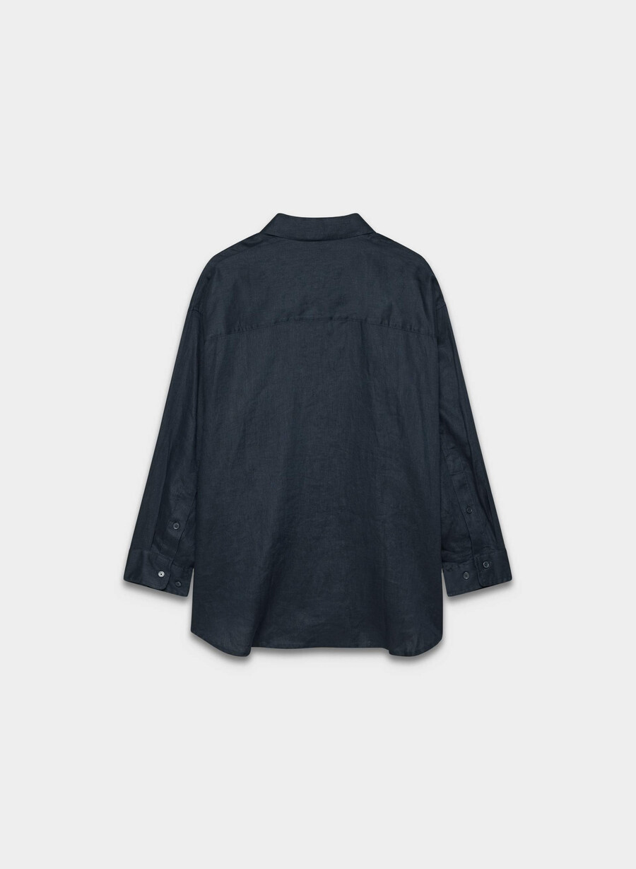 camicia in lino rilassata reminisce dark navy