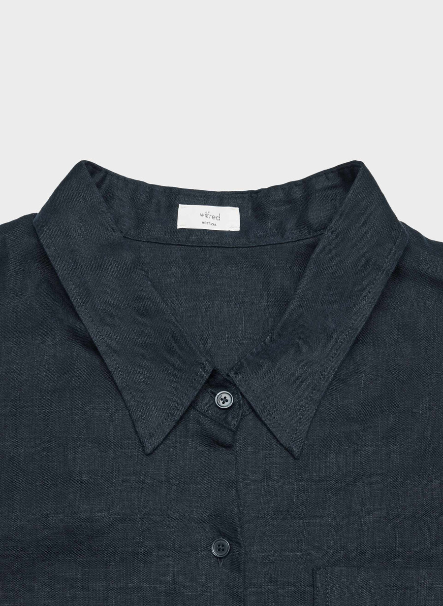 camicia in lino rilassata reminisce dark navy