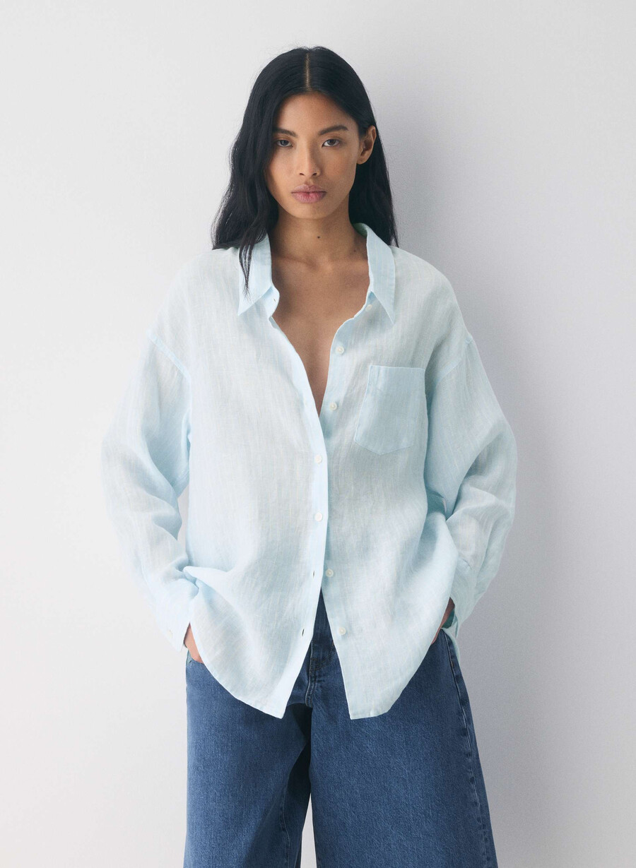 camicia in lino rilassata reminisce mtchl strp vla bl o