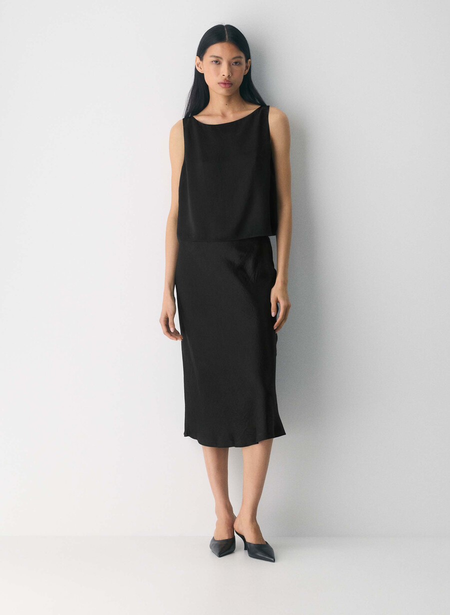 top in raso cunning nero