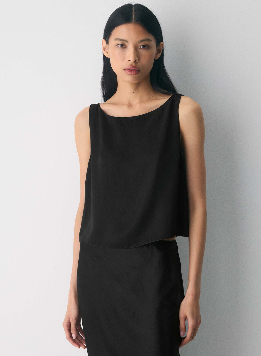 top in raso cunning nero