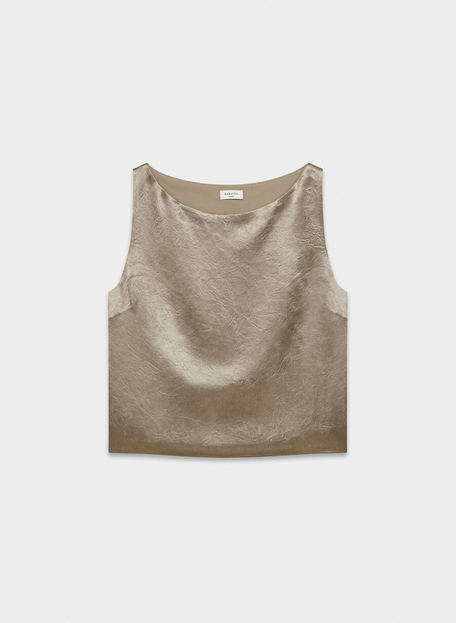 cunning satin top nomad taupe