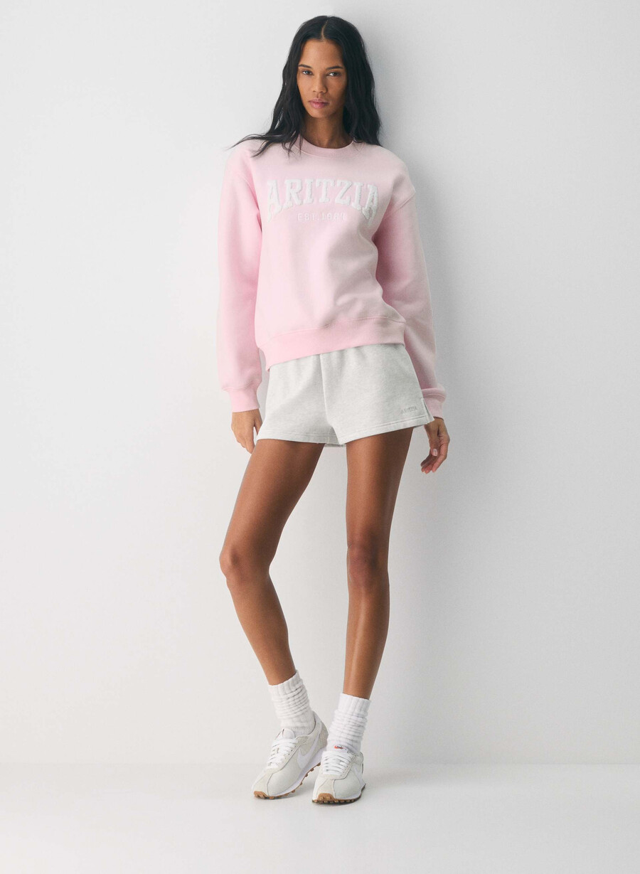 felpa con cappuccio perfect crew in pile accogliente villa pink white