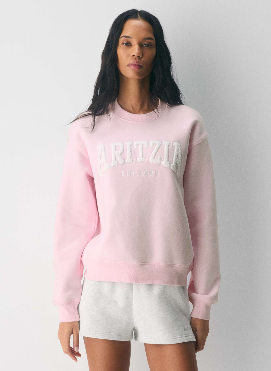felpa con cappuccio perfect crew in pile accogliente villa pink white