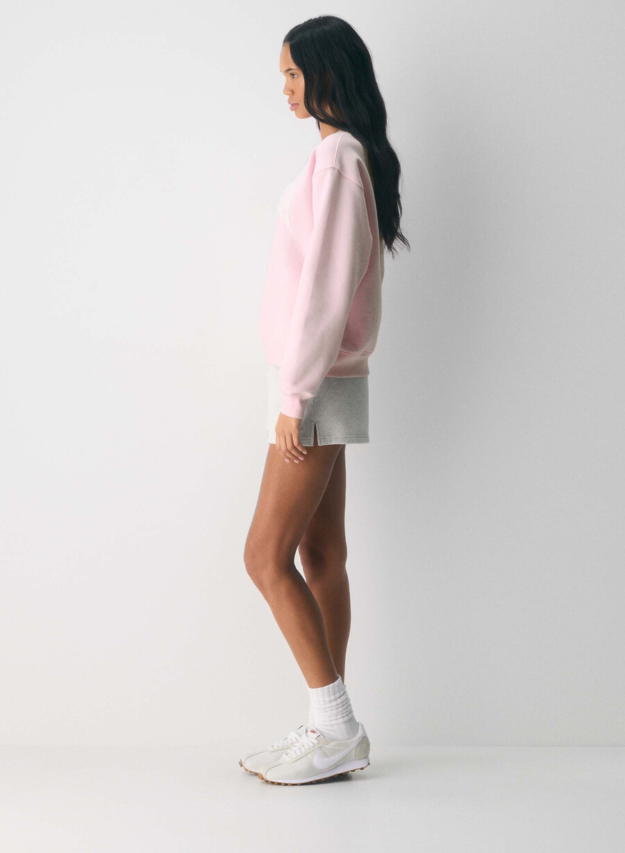 felpa con cappuccio perfect crew in pile accogliente villa pink white