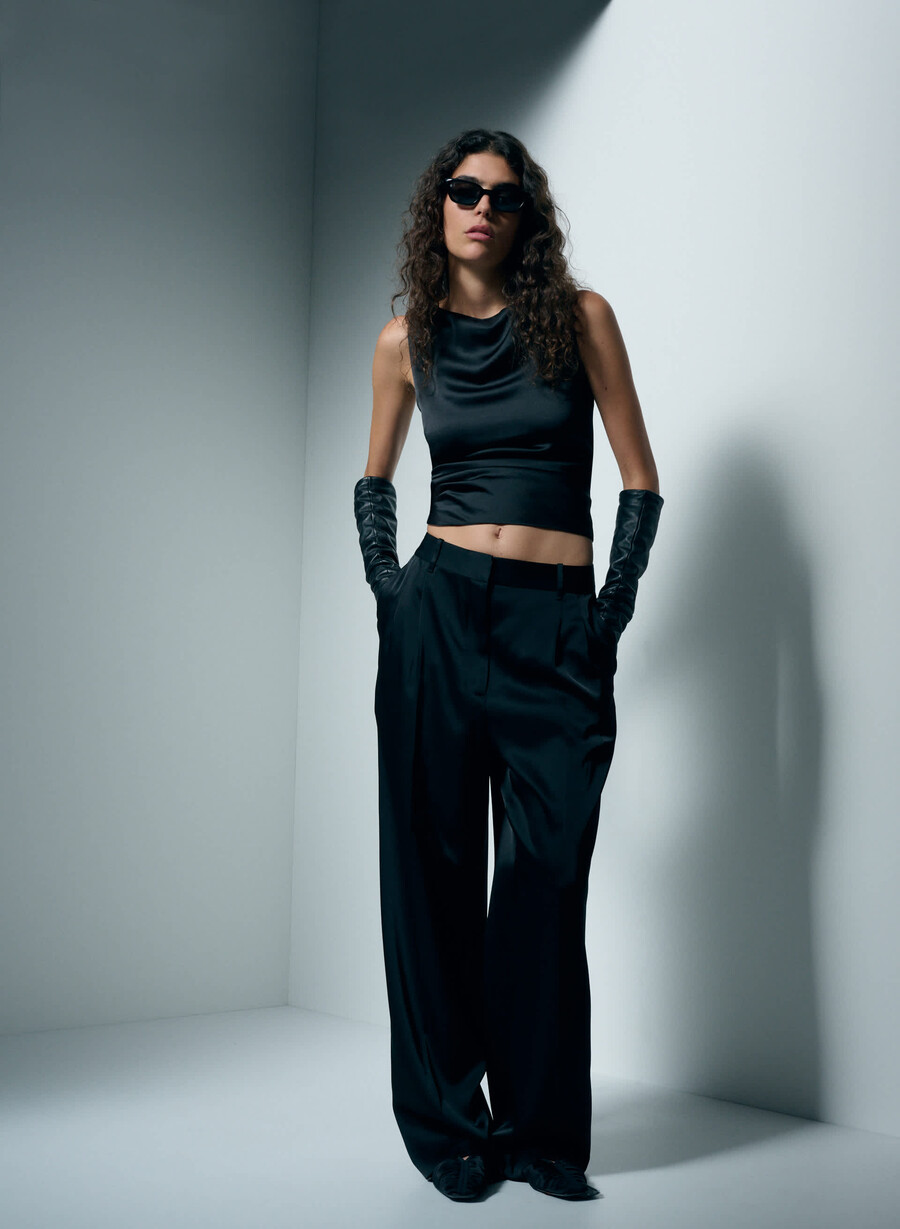 the effortless pant satin black