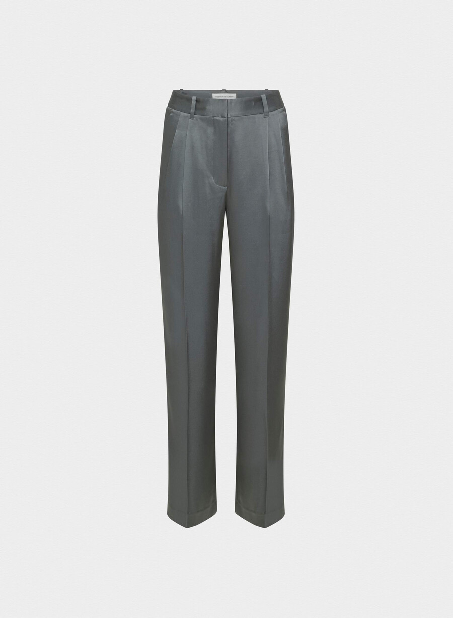 the effortless pant satin coal grey