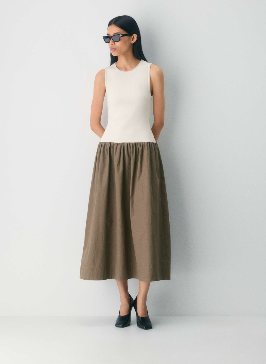 abito in popeline worldly cola taupe lt birch
