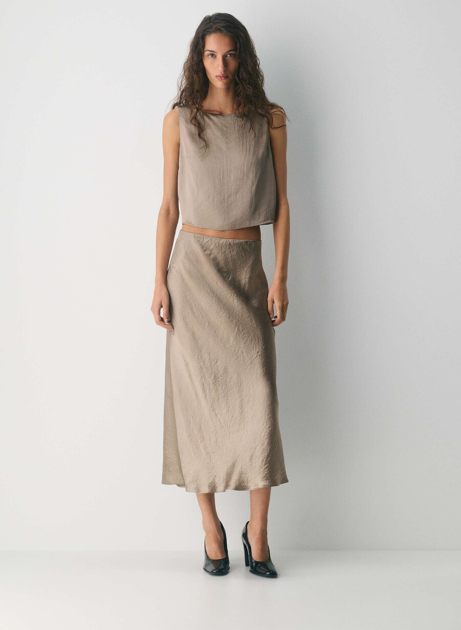 gonna lunga in raso nomad taupe
