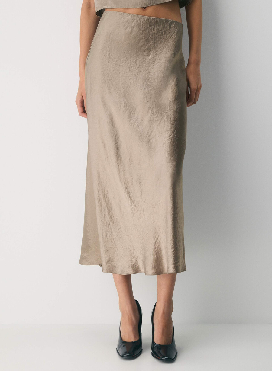 gonna lunga in raso nomad taupe
