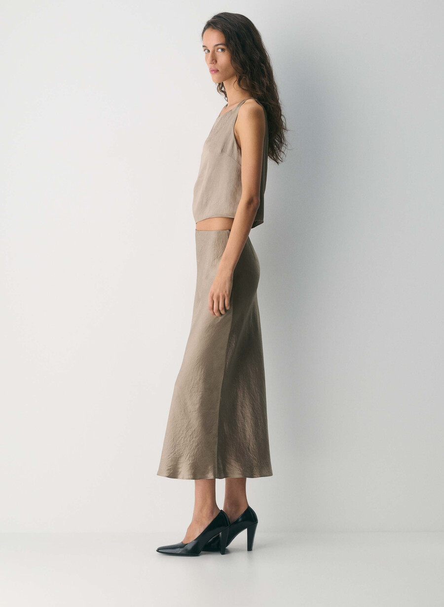 gonna lunga in raso nomad taupe