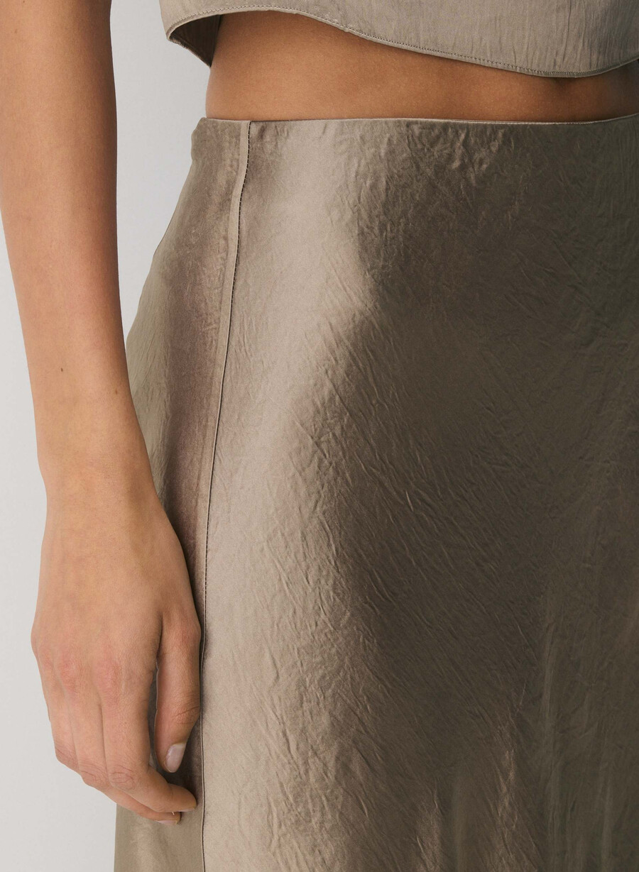 gonna lunga in raso nomad taupe