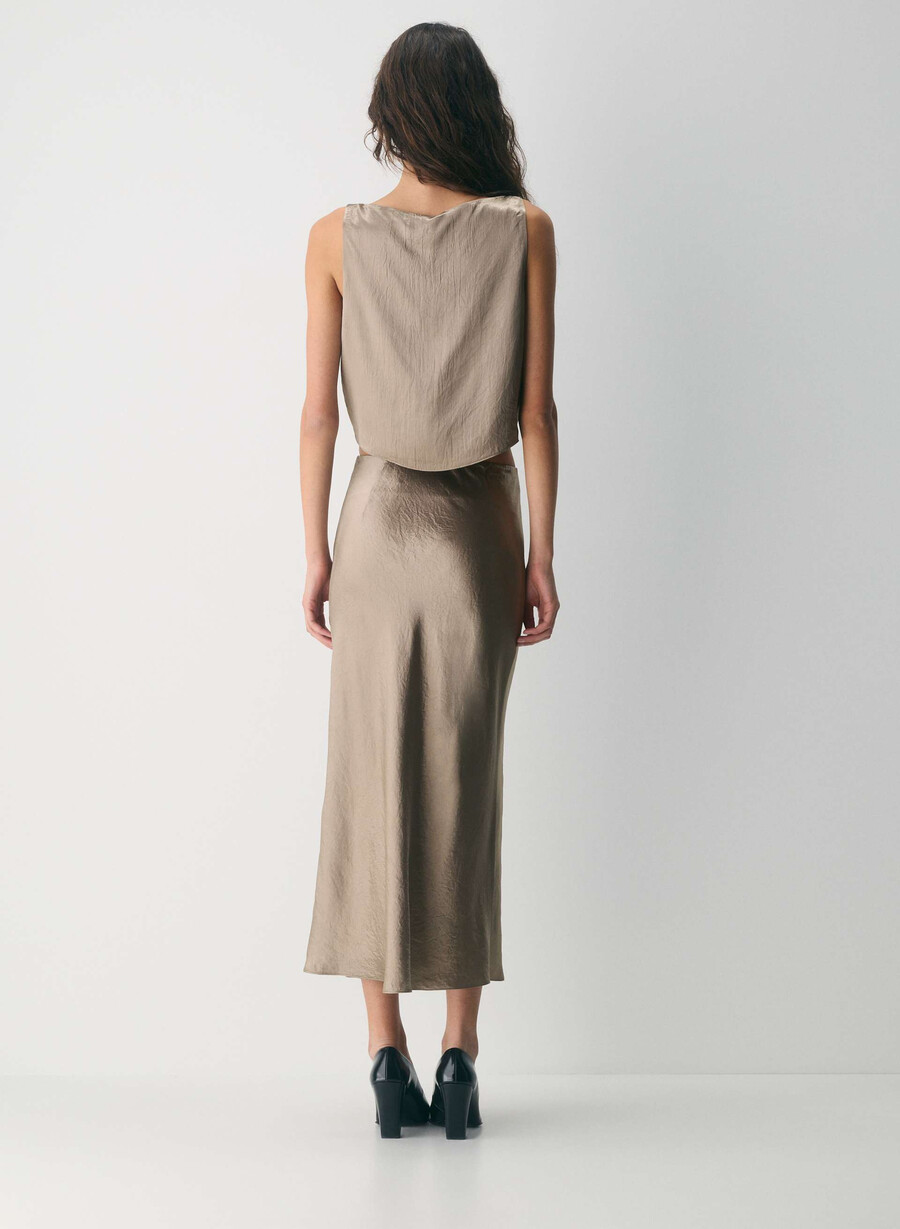 gonna lunga in raso nomad taupe