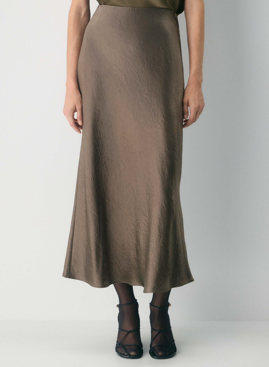 gonna lunga in raso gabbro taupe