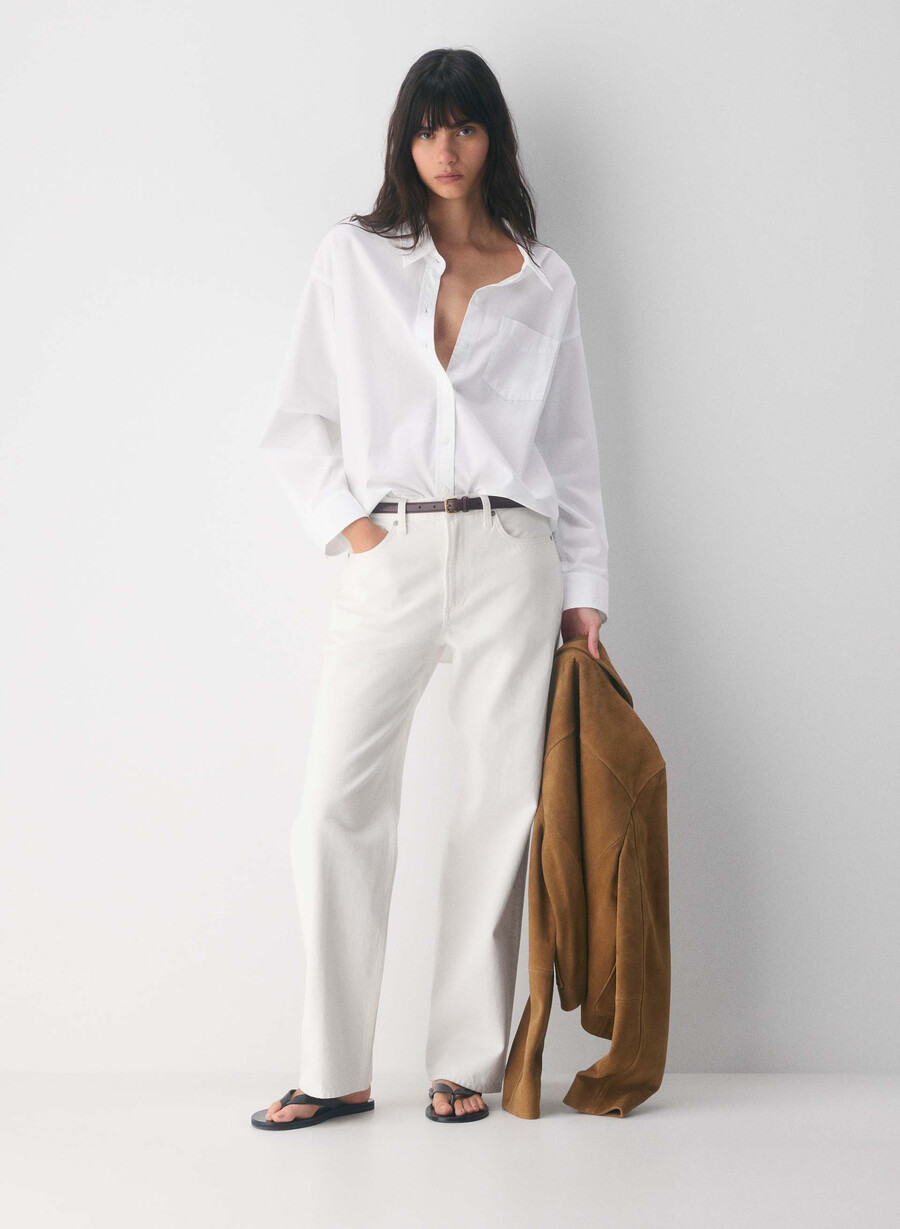 camicia in popeline rilassata reminisce bianco brillante