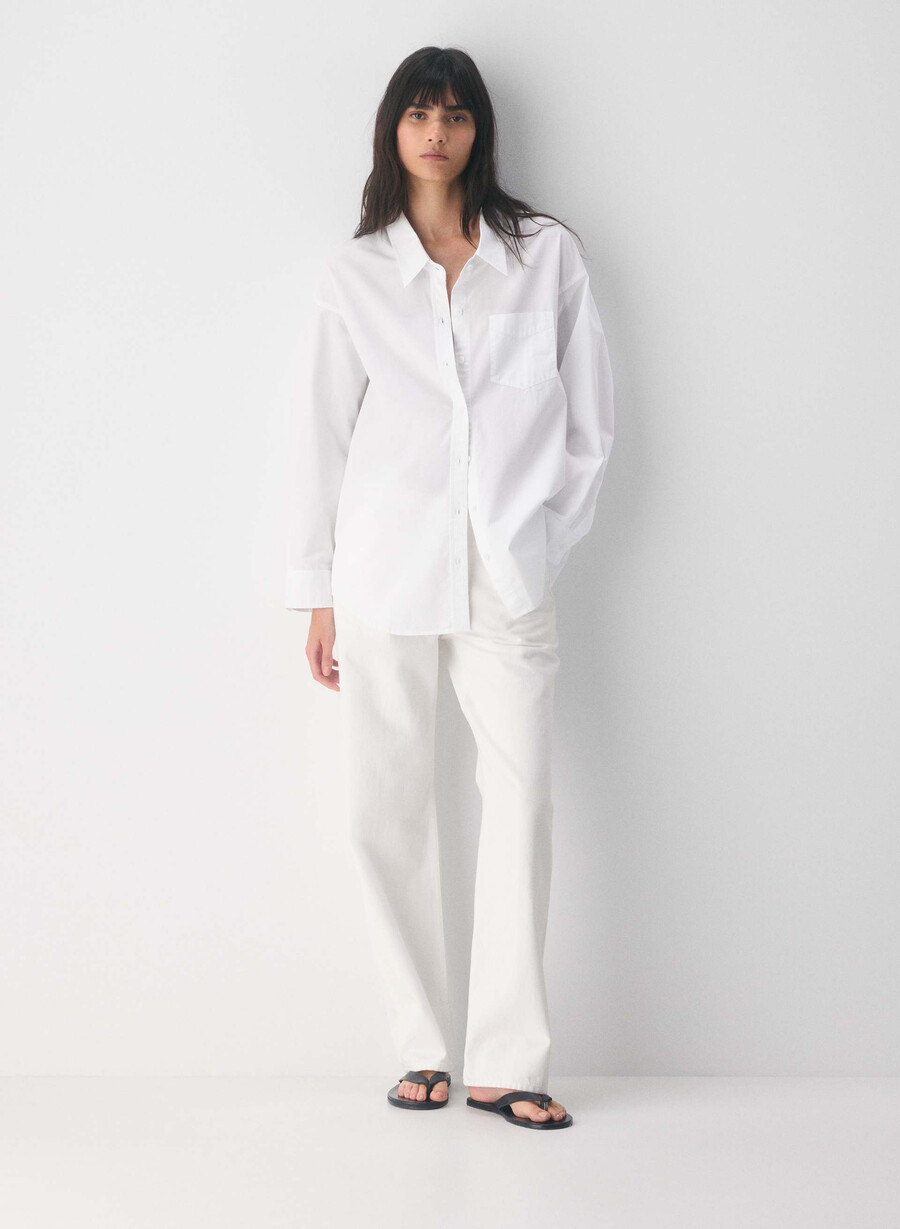 camicia in popeline rilassata reminisce bianco brillante