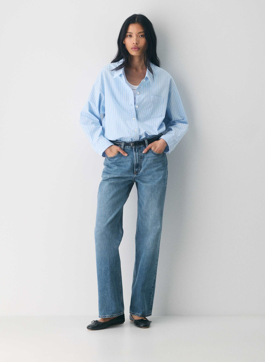 camicia in popeline rilassata reminisce mtchll strp cf bbw