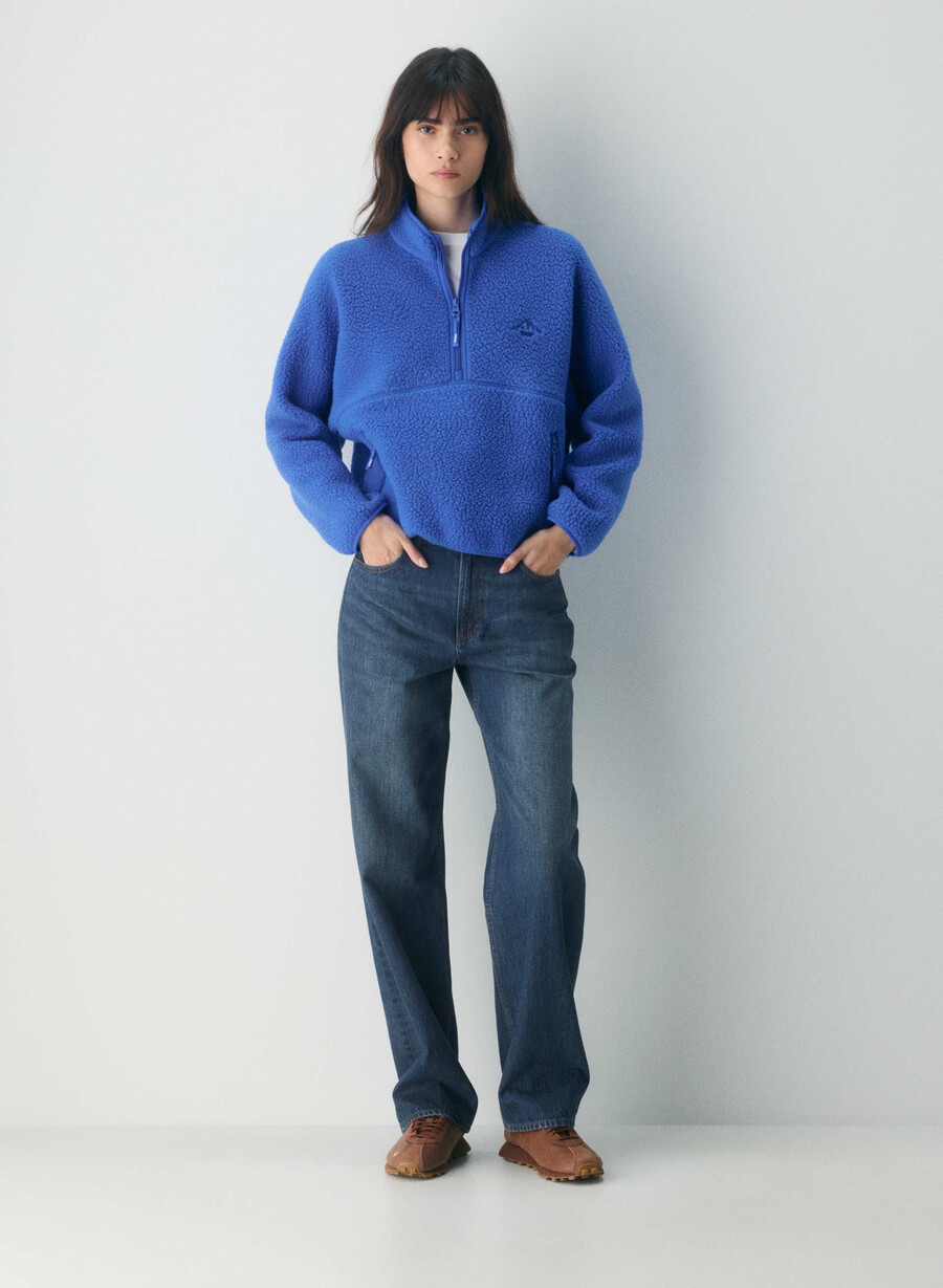 maglione a vita alta con mezza zip polartec thermal pro jazz blue