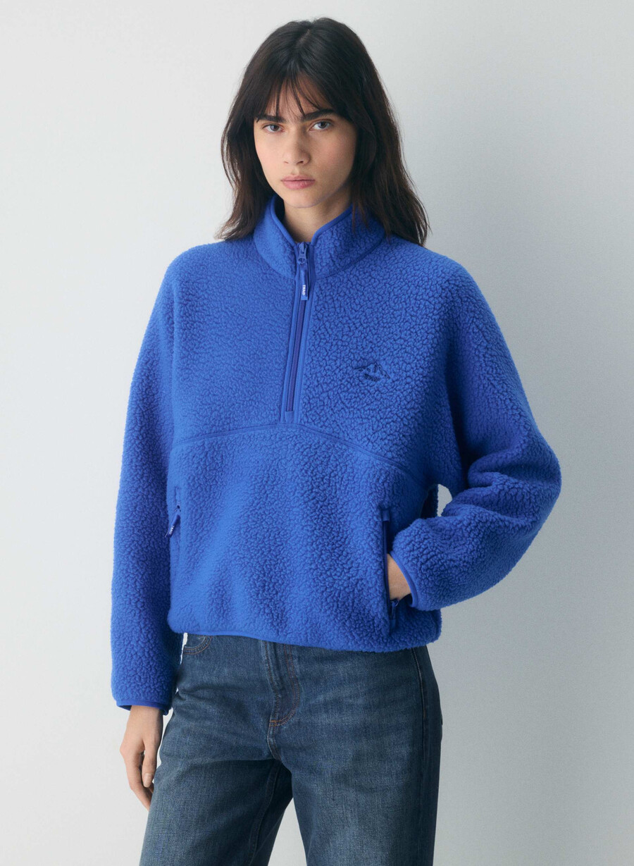maglione a vita alta con mezza zip polartec thermal pro jazz blue