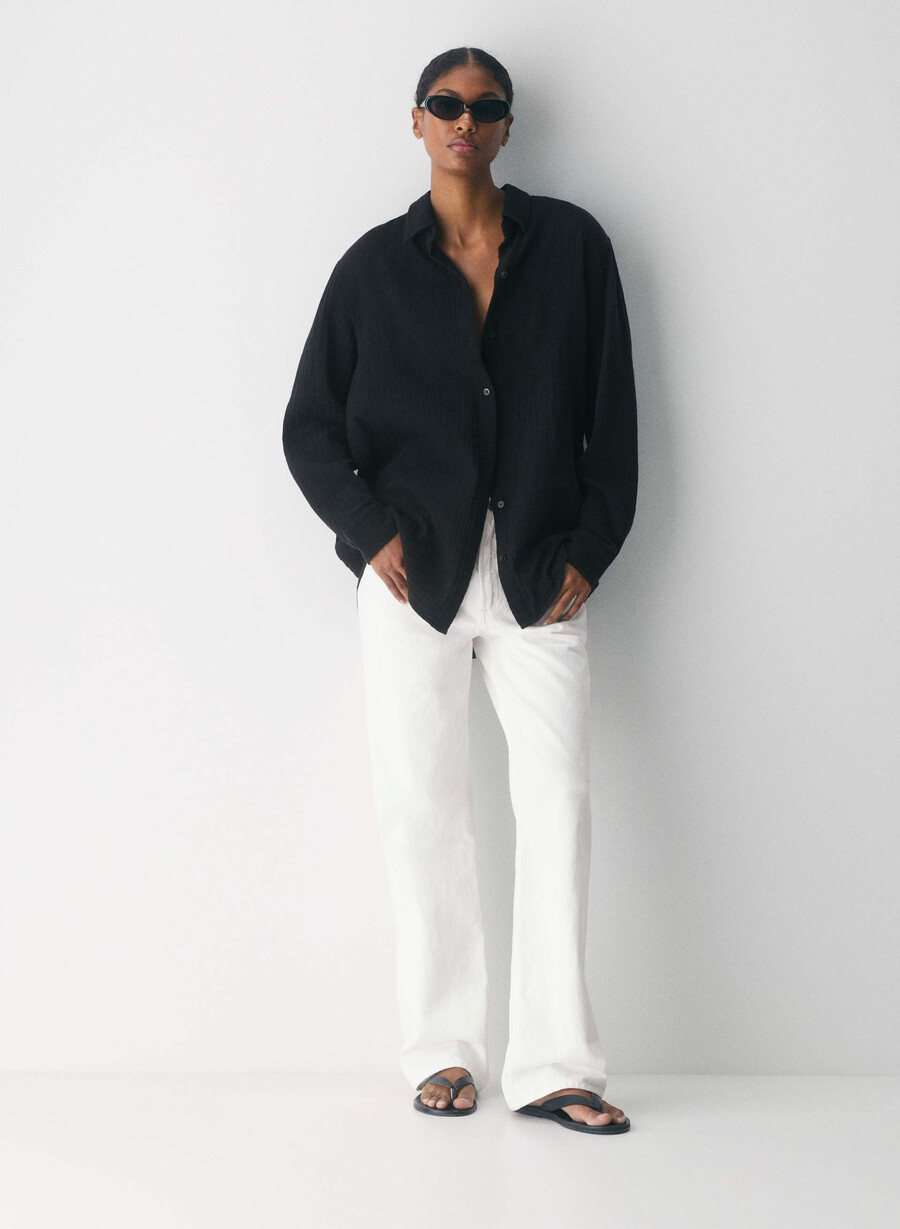 camicia a vela airplush cotton nera