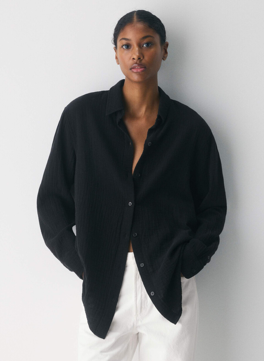 camicia a vela airplush cotton nera