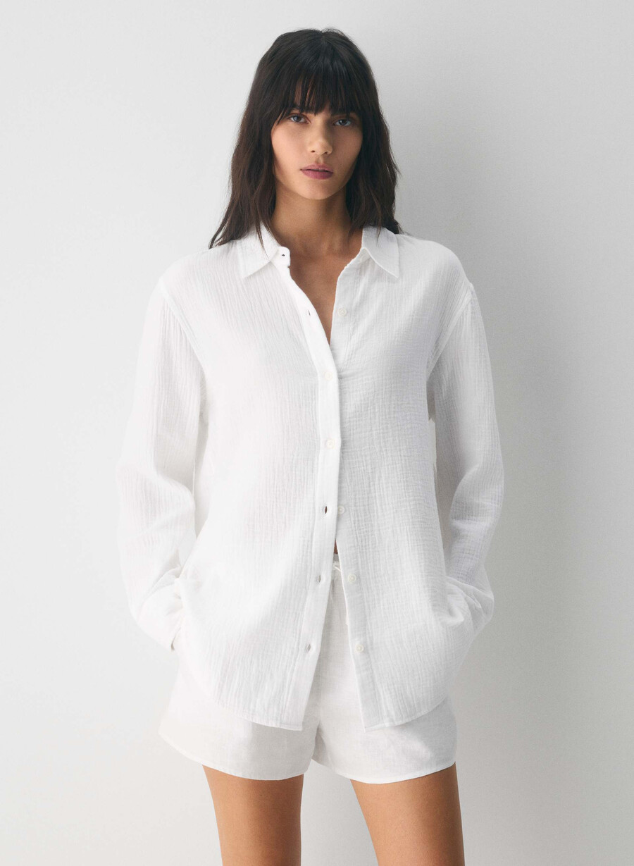 camicia a vela airplush cotton bianca