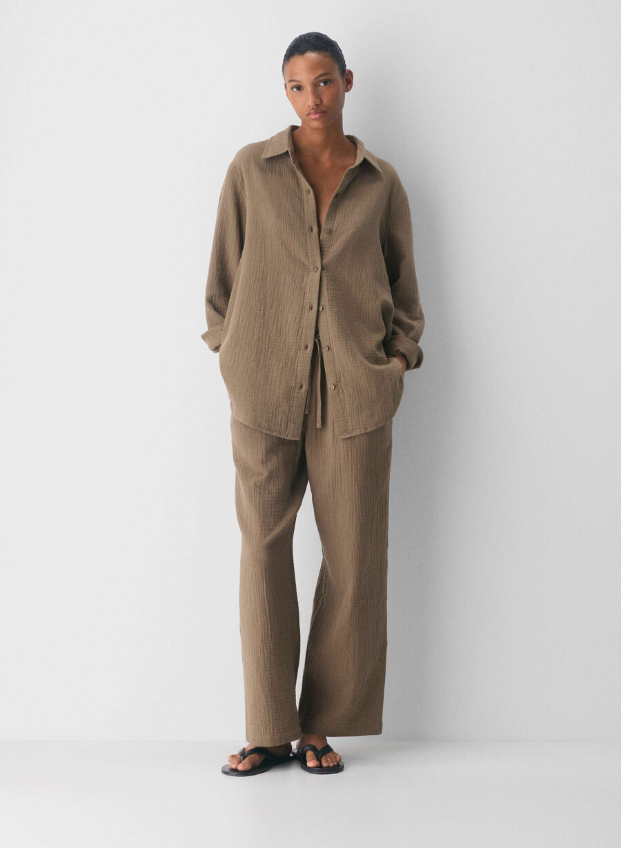 camicia a vela airplush cotton folio brown