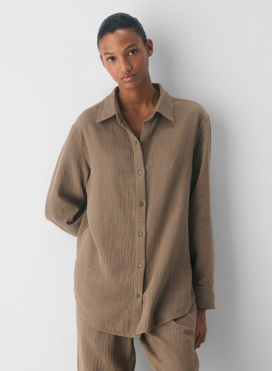 camicia a vela airplush cotton folio brown
