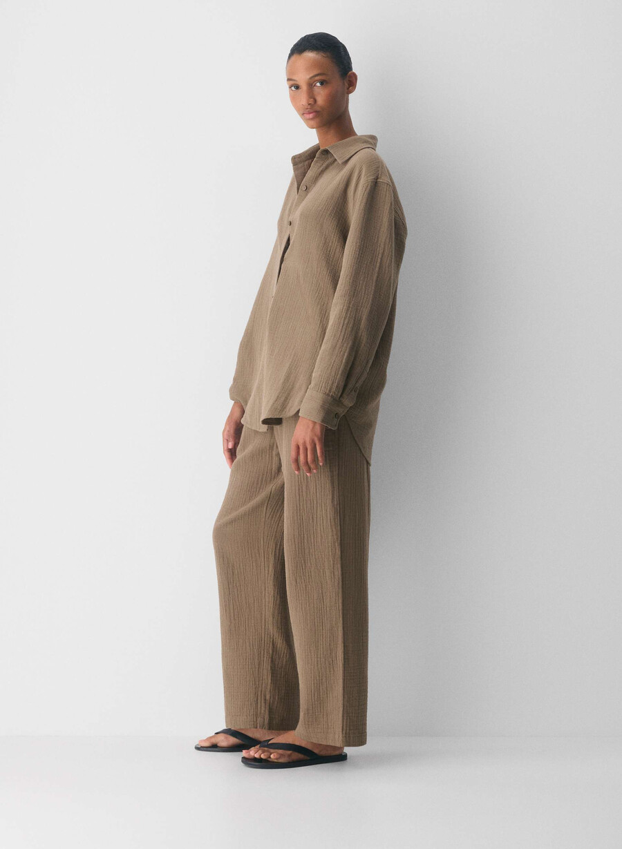 camicia a vela airplush cotton folio brown