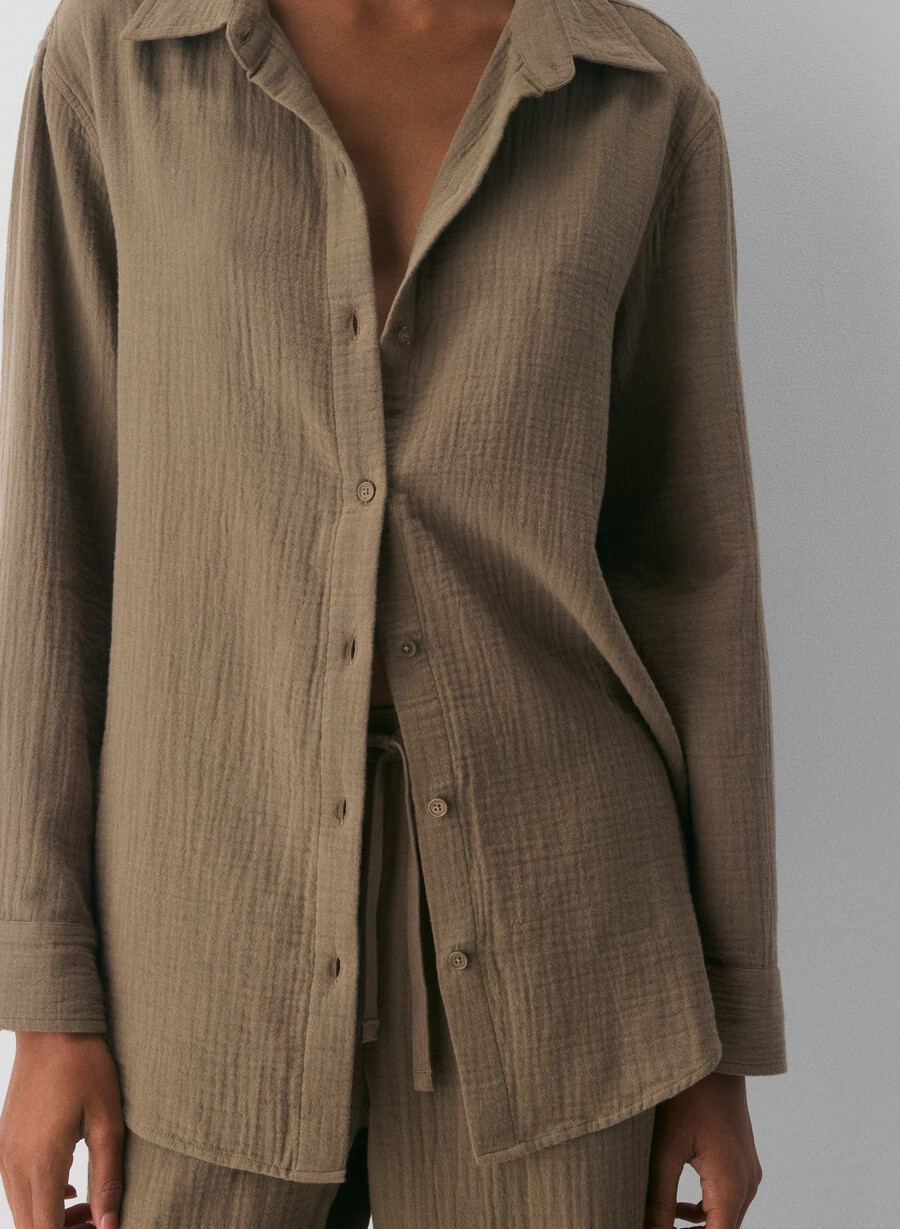 camicia a vela airplush cotton folio brown