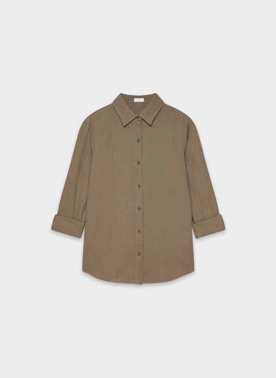 camicia a vela airplush cotton folio brown