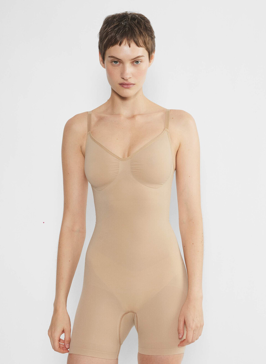 body senza cuciture a metà coscia shapeenhance soft tan