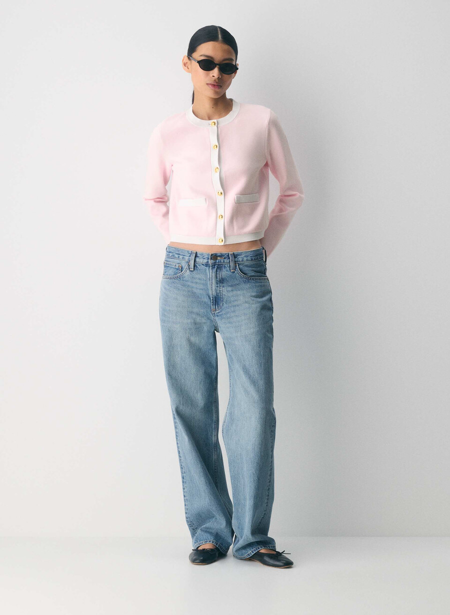 cardigan approach - wonder yarn villa pink white