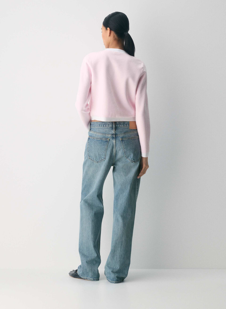 cardigan approach - wonder yarn villa pink white
