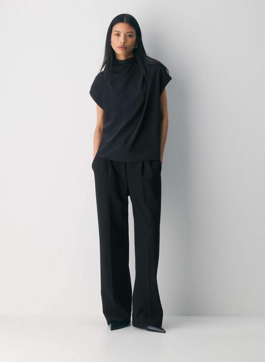 camicetta in raso nominee nera