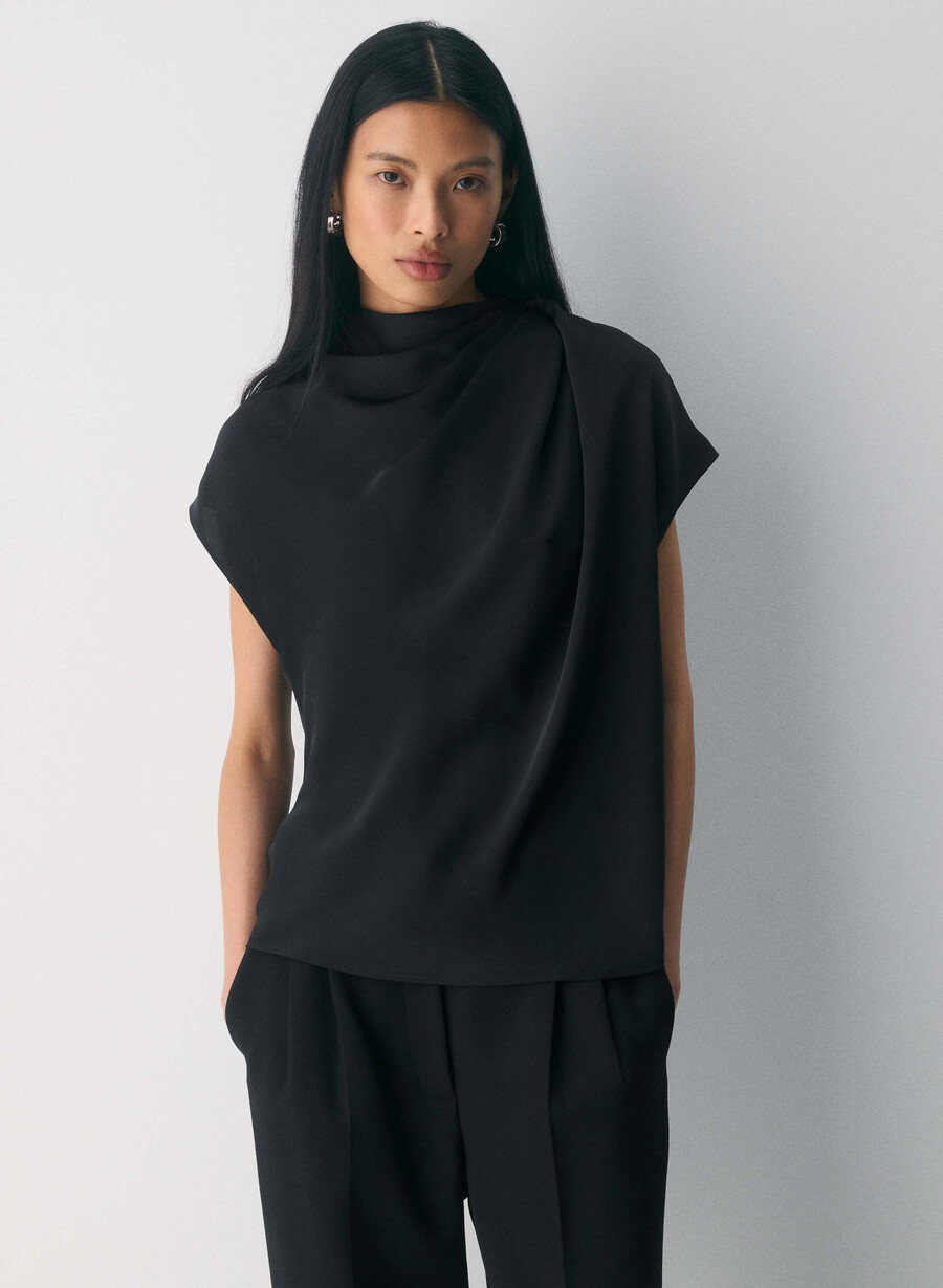 camicetta in raso nominee nera