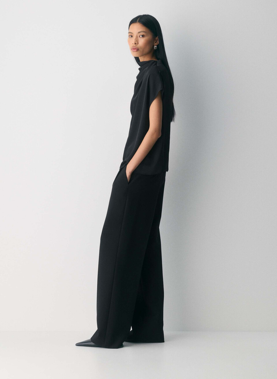 camicetta in raso nominee nera