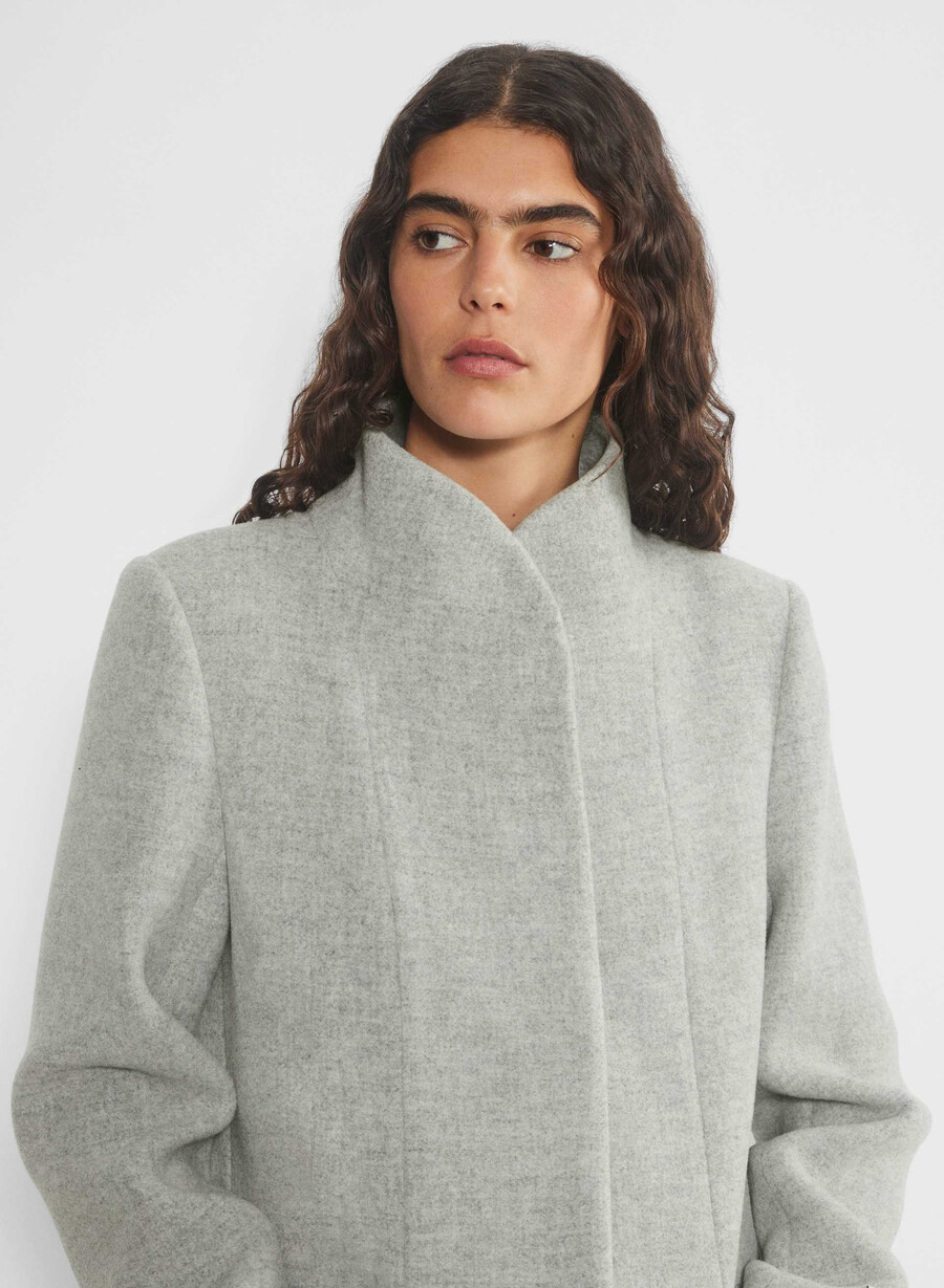 cappotto cocoon - morbido cashmere in lana e grigio chiaro