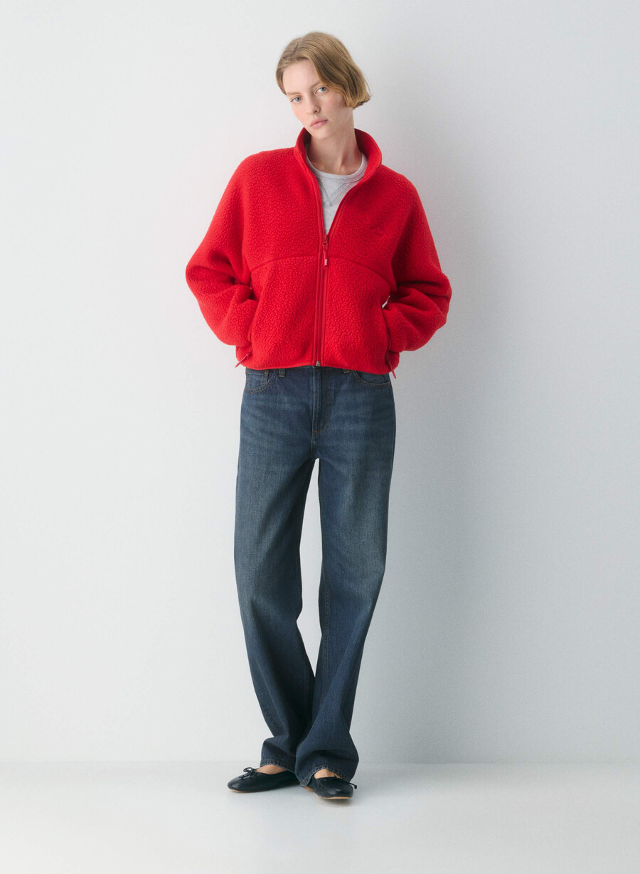 polartec thermal pro mockneck hi-hip zip-up rosso lampeggiante