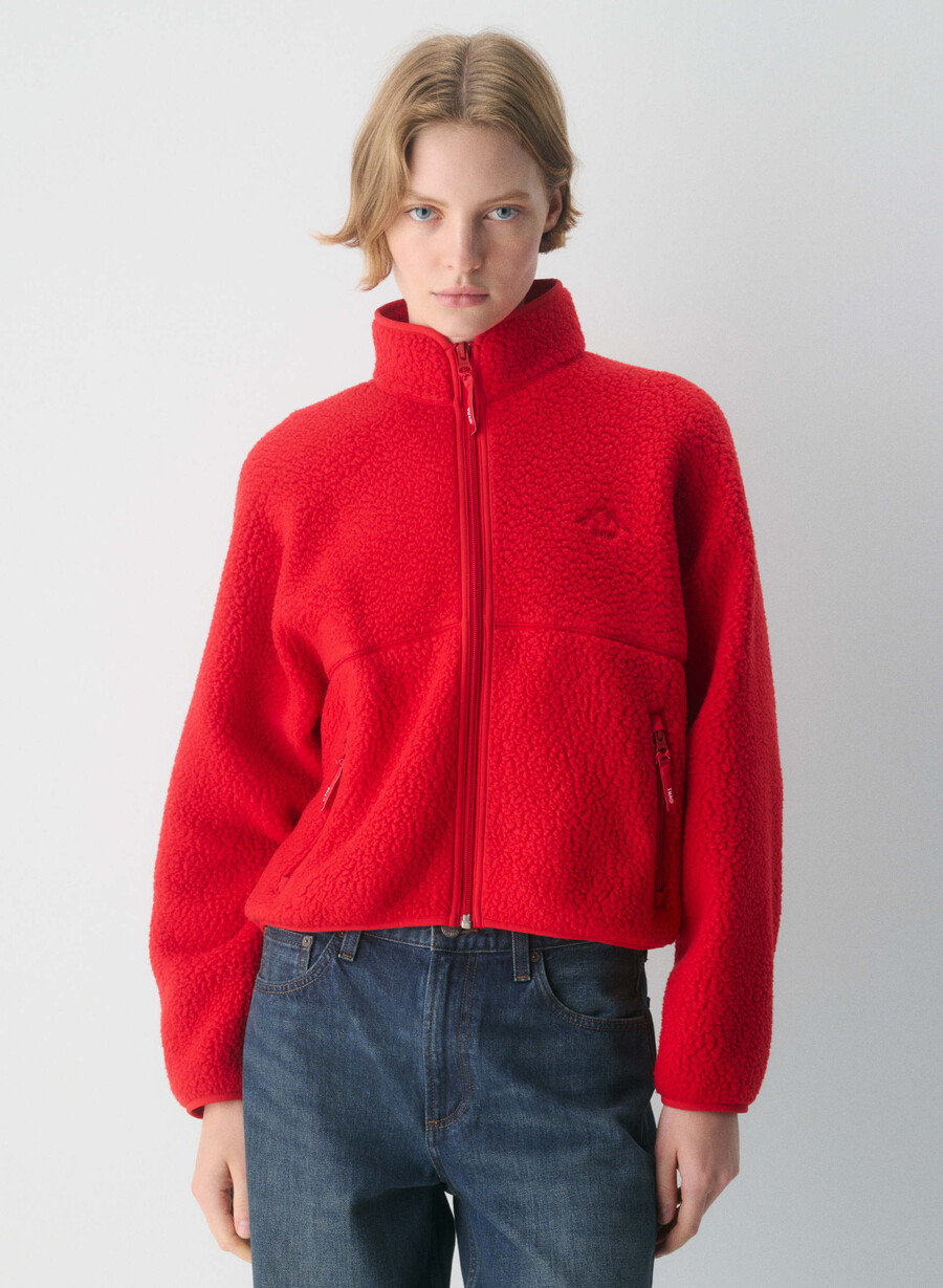 polartec thermal pro mockneck hi-hip zip-up rosso lampeggiante