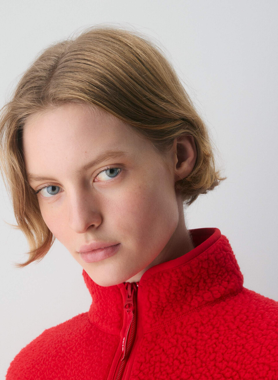 polartec thermal pro mockneck hi-hip zip-up rosso lampeggiante